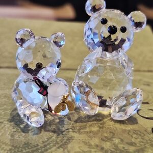 Swarovski Kris Bear with Honey Pot Retired And Larger  Bear . Mama And Baby